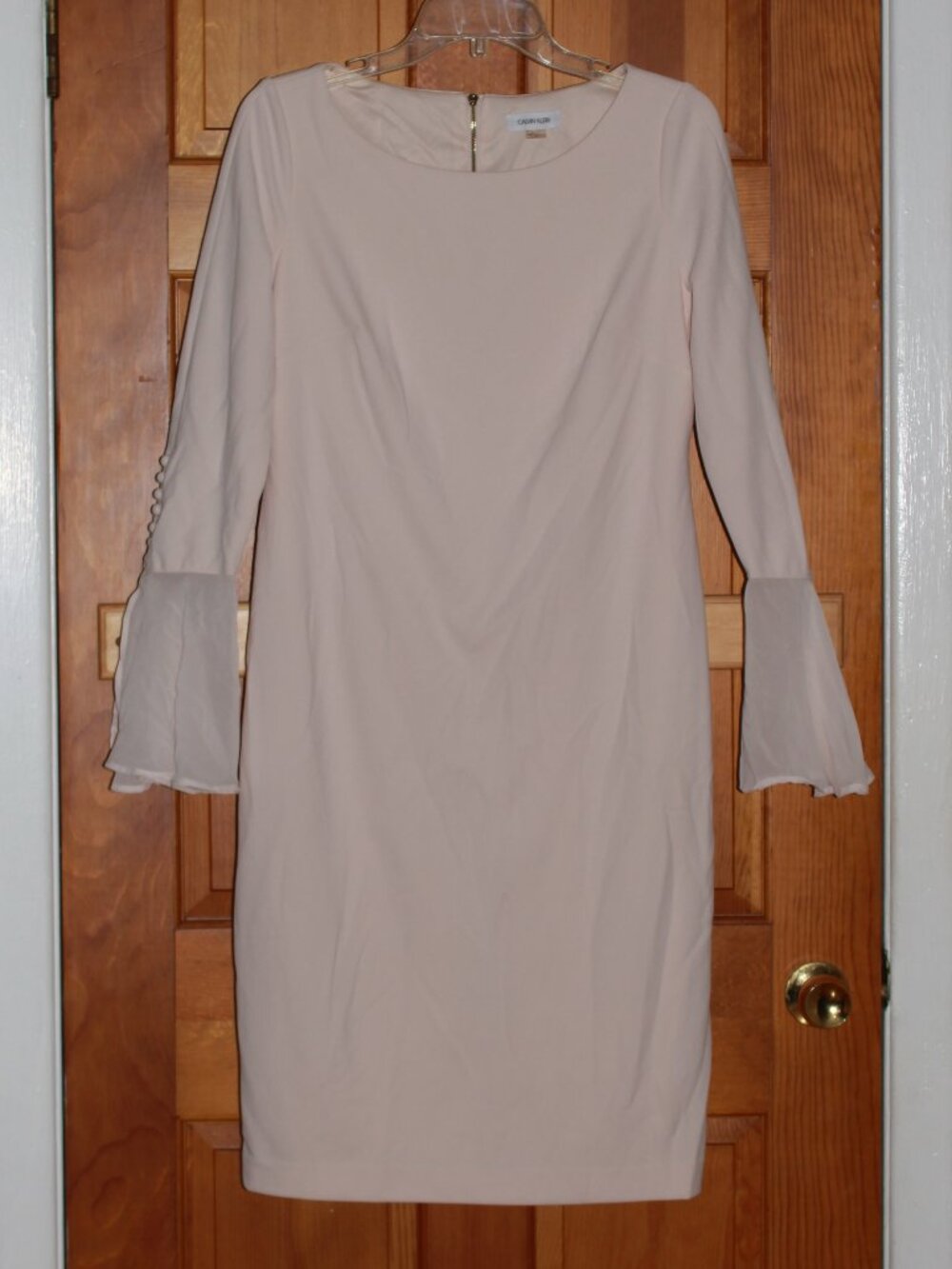 Calvin Klein Sheer Flared Sleeve Accent Dress